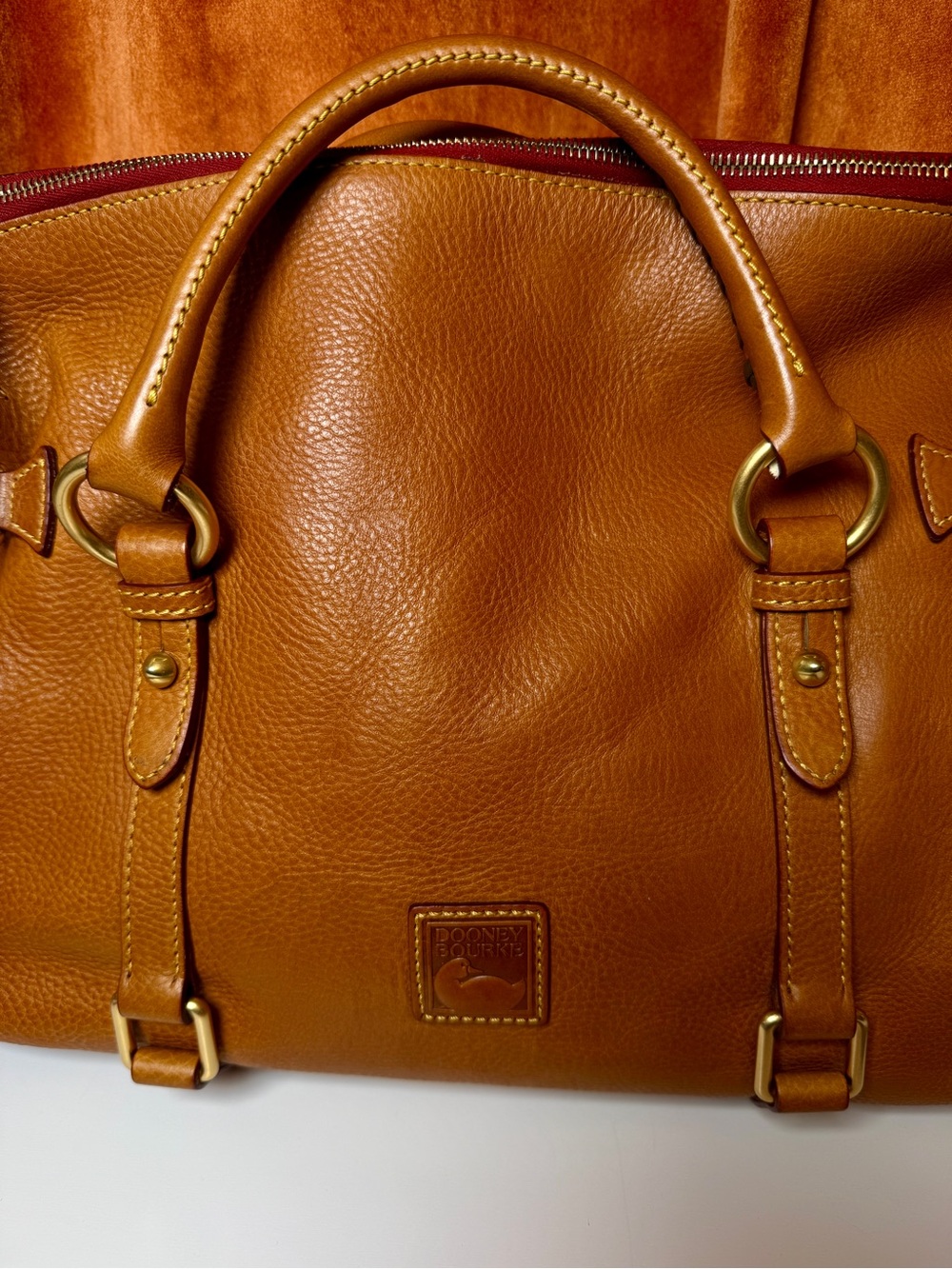 Dooney & Bourke Florentine Leather Satchel Natural Tan Bag J4844068 EUC Clean - Picture 3 of 12